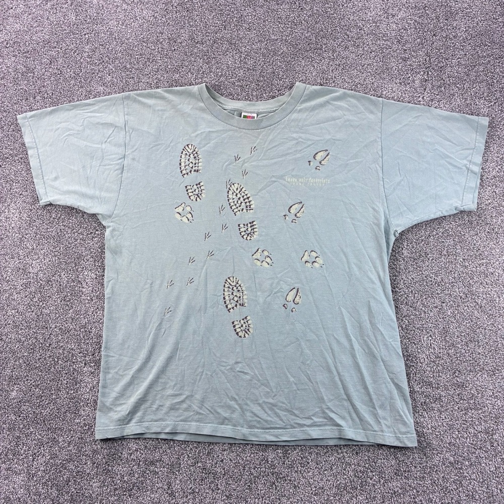 Vintage Grand Canyon Hiking Shirt Mens XL Green Leave Only Footprints Nature